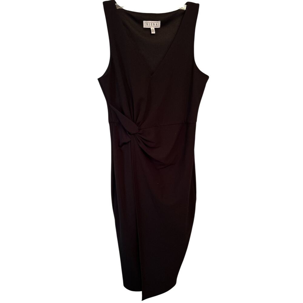 Siena Women's Dress Size Medium Faux-Wrap Long Black Sleeveless